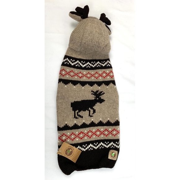 Chilly Dog Hand-Knit Organic Wool Moose Hoodie NWT - Picture 8 of 14